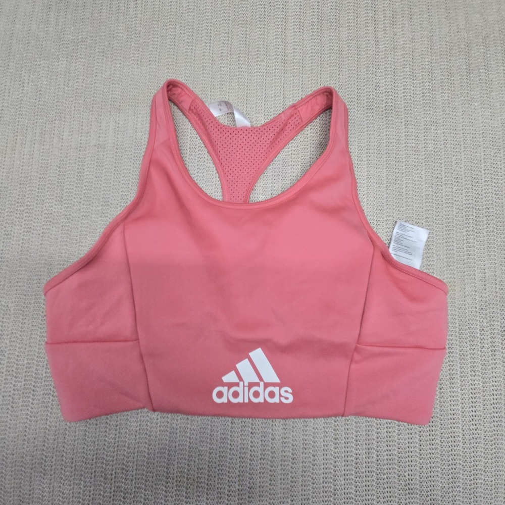 Adidas Sports Bra Womens Large Pink AEROREADY Primegreen Racerback GL3835 Mesh